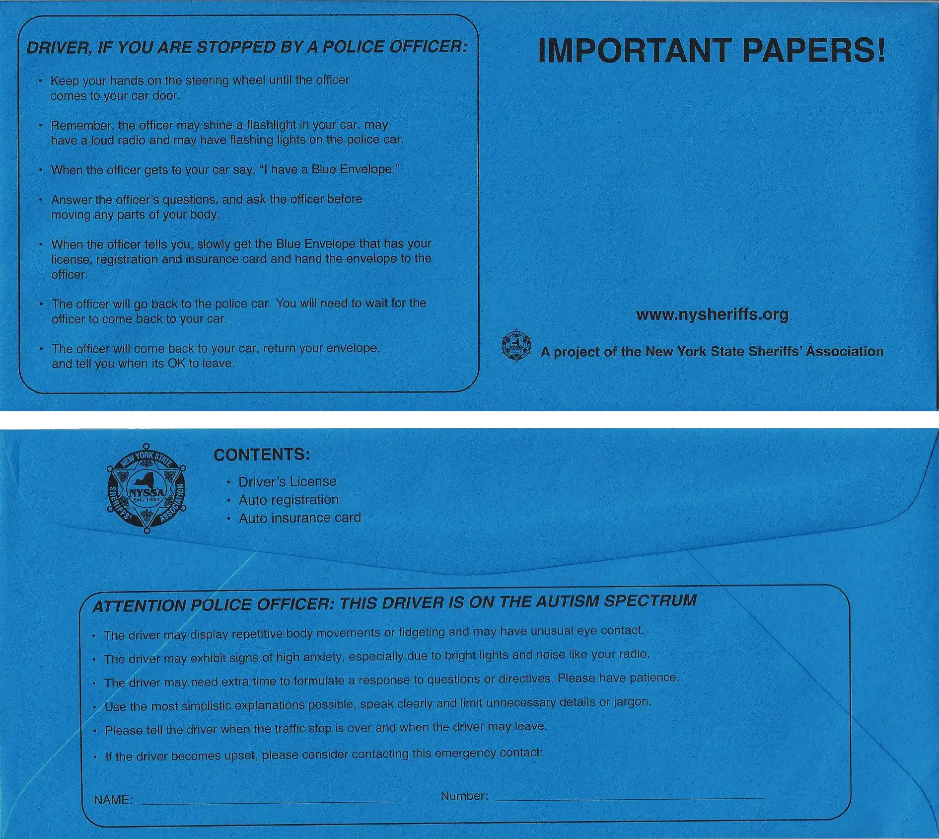 A photograph of a Blue Envelope